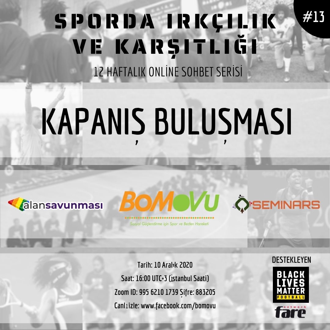 oseminars_'s tweet photo. Closing Event for the (Anti)Racism in Sports Online Series - https://t.co/VVEb6uKLWd

This event is in Turkish

Sporda Irkçılık ve Karşıtlığı serisi kapanış buluşması Perşembe saat 16:00'da!

@bomovu_
@farenet
@alansavunmasi_
#blacklivesmatter
#antiracism #sports https://t.co/EPOA5yopt7