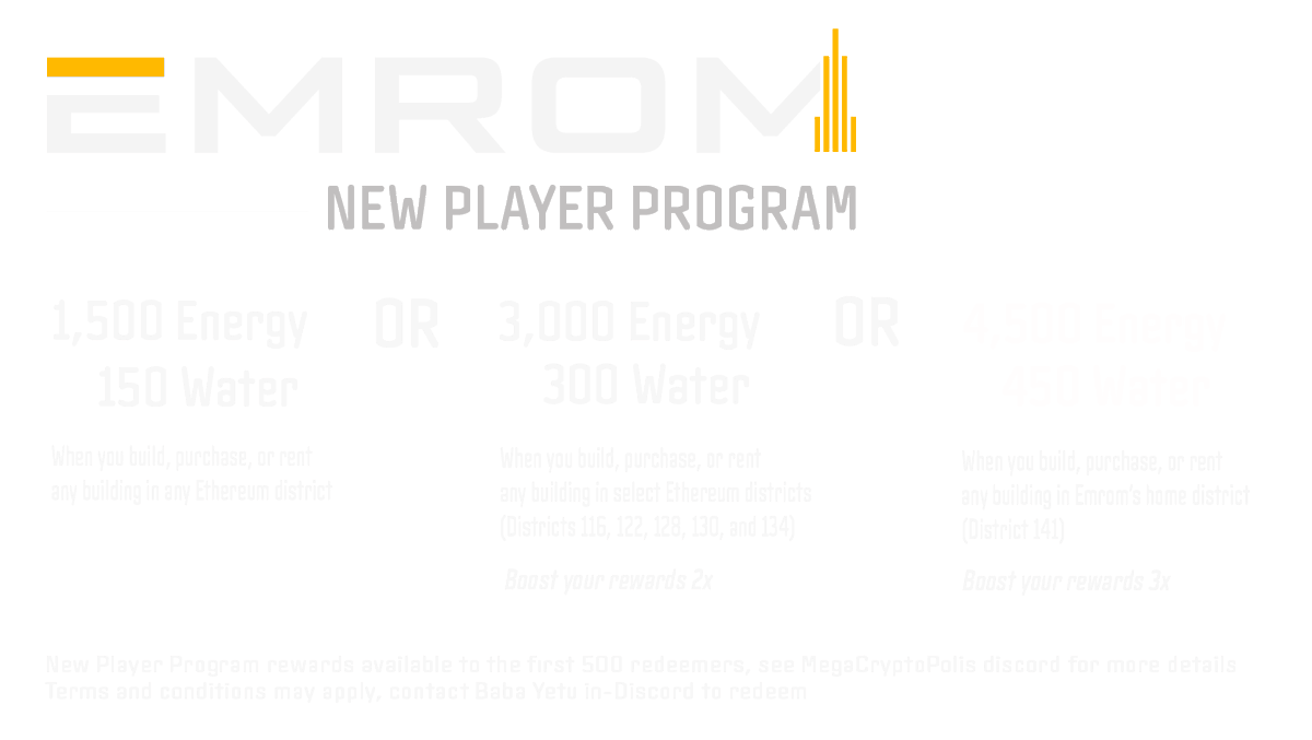 EmromCorp's tweet photo. #Emrom wants to pay your @MegaCryptoPolis utility bills! We're taking an unprecedented step to make it possible for you to try #MegaCryptoPolis (now powered by @maticnetwork with free transactions). Promo starts when the ETH world is re-opened tomorrow, 12/10! #NFT #NoMoreGWEI https://t.co/QLpU8Qfkbo