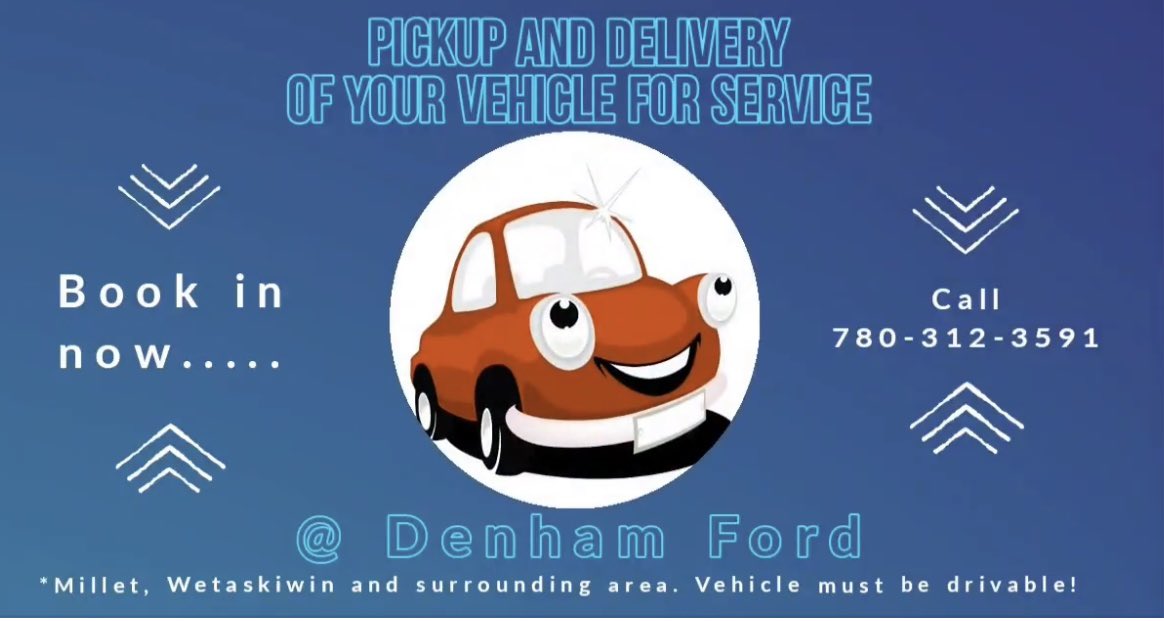 Denham Ford is offering pickup and delivery of your vehicle servicing needs. 
•
Call now to book your appointment 780-312-3591.
•
You stay home and we will come to you.
•
#stayhome #covid19 #stopthespread #carsandtrucksreallydocostlessinwetaskiwin