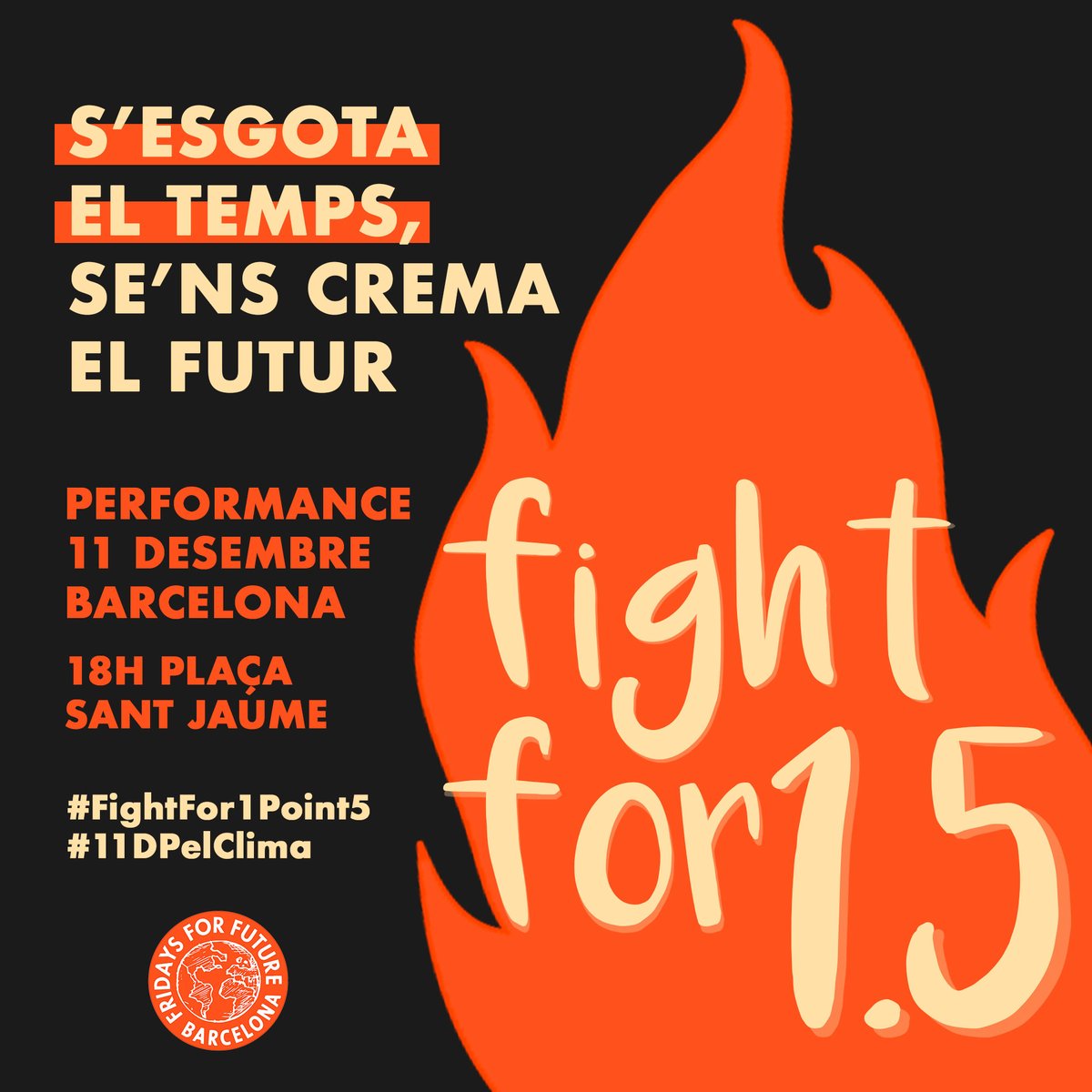 f4f_barcelona's tweet photo. 5 anys de silencis, inacció i falses promeses. 5 anys de greenwashing, tecnoptimismes i destrucció dels nostres cossos i territoris. 5 anys esperant.. 🤬🔥👊🏾❗️

Se’ns esgota el temps, se’ns crema el futur.

🗓 11Desembre⌚️ 18h
📍 Plaça Sant Jaume

#FightFor1Point5 🕯 #11DPelClima https://t.co/b8X6BxMJUo