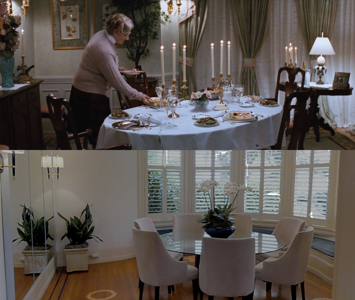 [Miranda's viewpoint, in which we see both Mrs. Doubtfire and a style of 90s décor I can't say I love, but miss when looking at what's there now]
