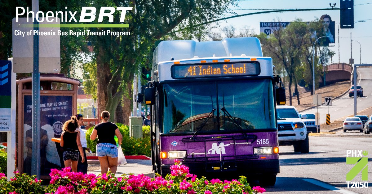 CityofPhoenixAZ's tweet photo. We need your input to develop a Bus Rapid Transit system that best meets the needs of our community. Check out our online meeting at https://t.co/JL2qyCm4EN

#T2050 #BusRapidTransit101 #BRT #PhoenixPublicTransit #AllAboutThatBusLife #BusRapidTransitProgram #PhoenixTransit https://t.co/CZqmTjIu3h