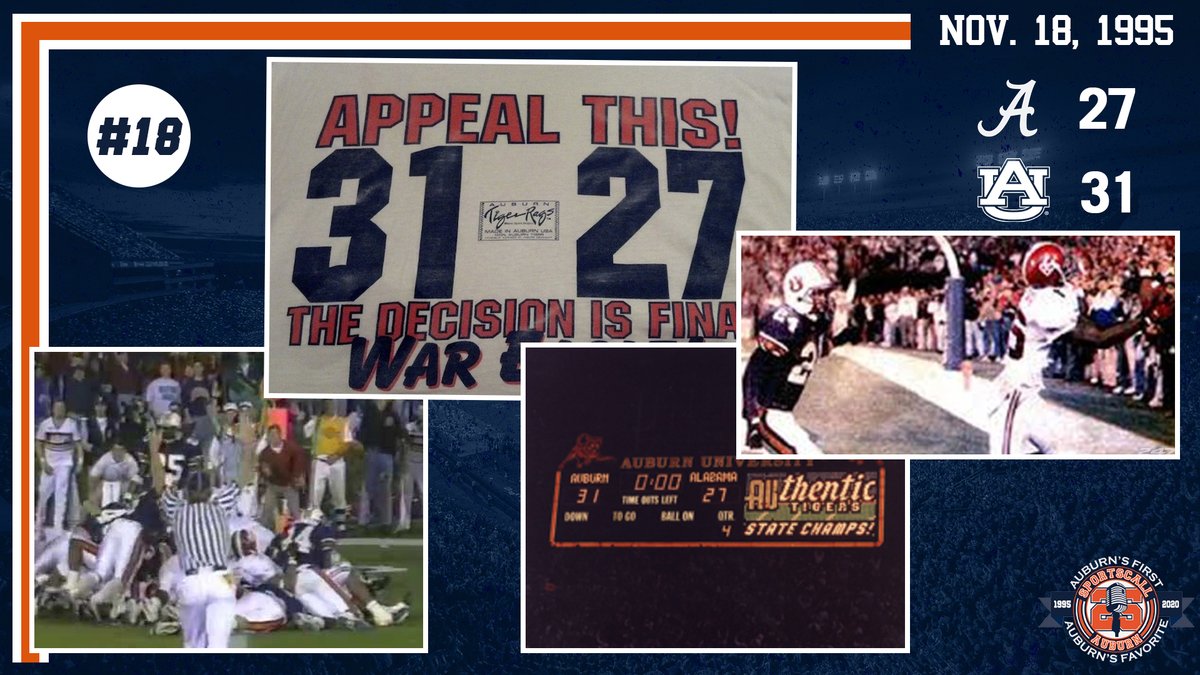 In honor of SportsCall turning 25, we're taking a look back!
We put together a list of the Top 25 @AuburnFootball wins over the last 25 years.
At #18: Auburn’s 1995 Iron Bowl W!
https://t.co/z5hiHisJiY
The Tigers' W kept them undefeated inside JHS vs. Bama!
#SportsCallAU25 https://t.co/enaDehIC9g