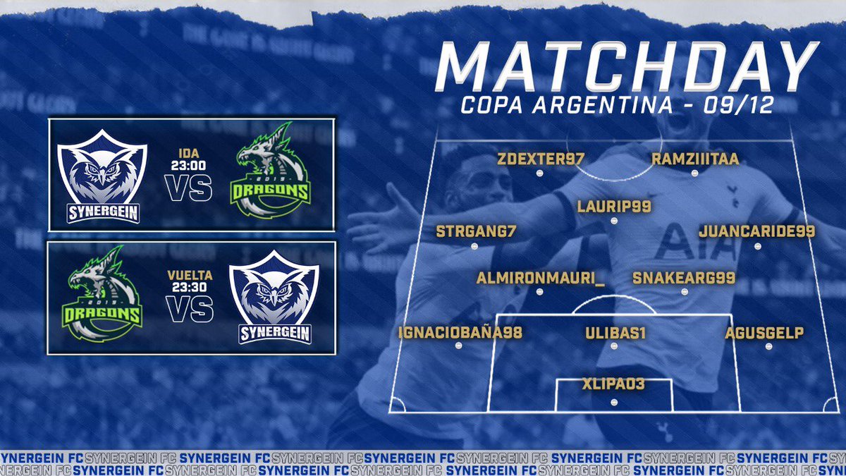 #Synergein | #CopaArgentina

🗓️IDA
🕚23:00
🆚@DragonsIESA 

🗓️VUELTA
🕚23:30
🆚 @DragonsIESA 

📺 Twitch.tv/synergeinfc

#VamoSynergein 🦉