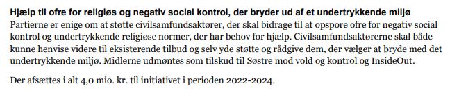 MHoffgaard's tweet image. Jeg er så glad og stolt!! InsideOut har fået midler, og vil i fremtiden kunne hjælpe endnu flere mennesker, som har brudt med negativ social kontrol i destruktive og sekteriske fællesskaber.

sim.dk/nyheder/nyheds…

#negativsocialkontrol #ekstremisme #dkpol  #dksocial
