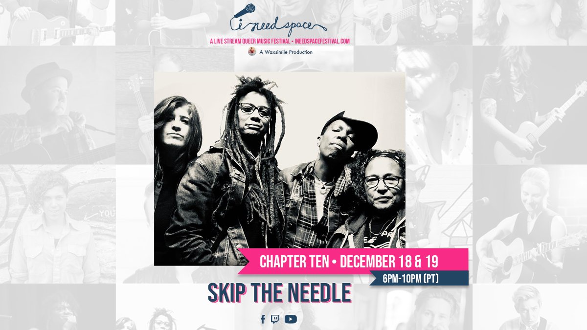 INeedSpaceFest's tweet image. Chapter 10: THE REUNION. Twenty of our artists SURPRISE COVERING each other.  It's gonna get wild. 

FEATURING: Skip The Needle

Come celebrate #queermusicians, our vast, beautiful community, and the golden lining we have wrought of this year. 

+ All sets #ASLinterpreted.+