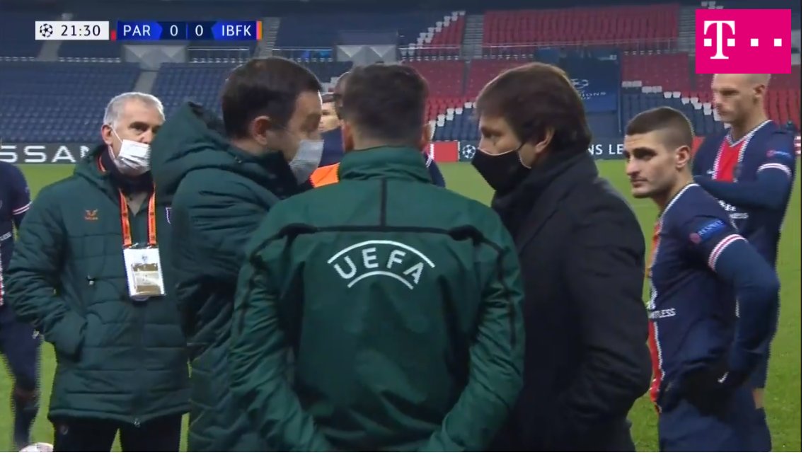 min 21:30 Okan to Coltescu: "You sent him because of the colour, yes!"min 21:45 A PSG voice to Hategan: "It's a hard choice, it's not to make things easy! It's just to say you addressed it" [the incident] - referring to sending Coltescu to the stands!