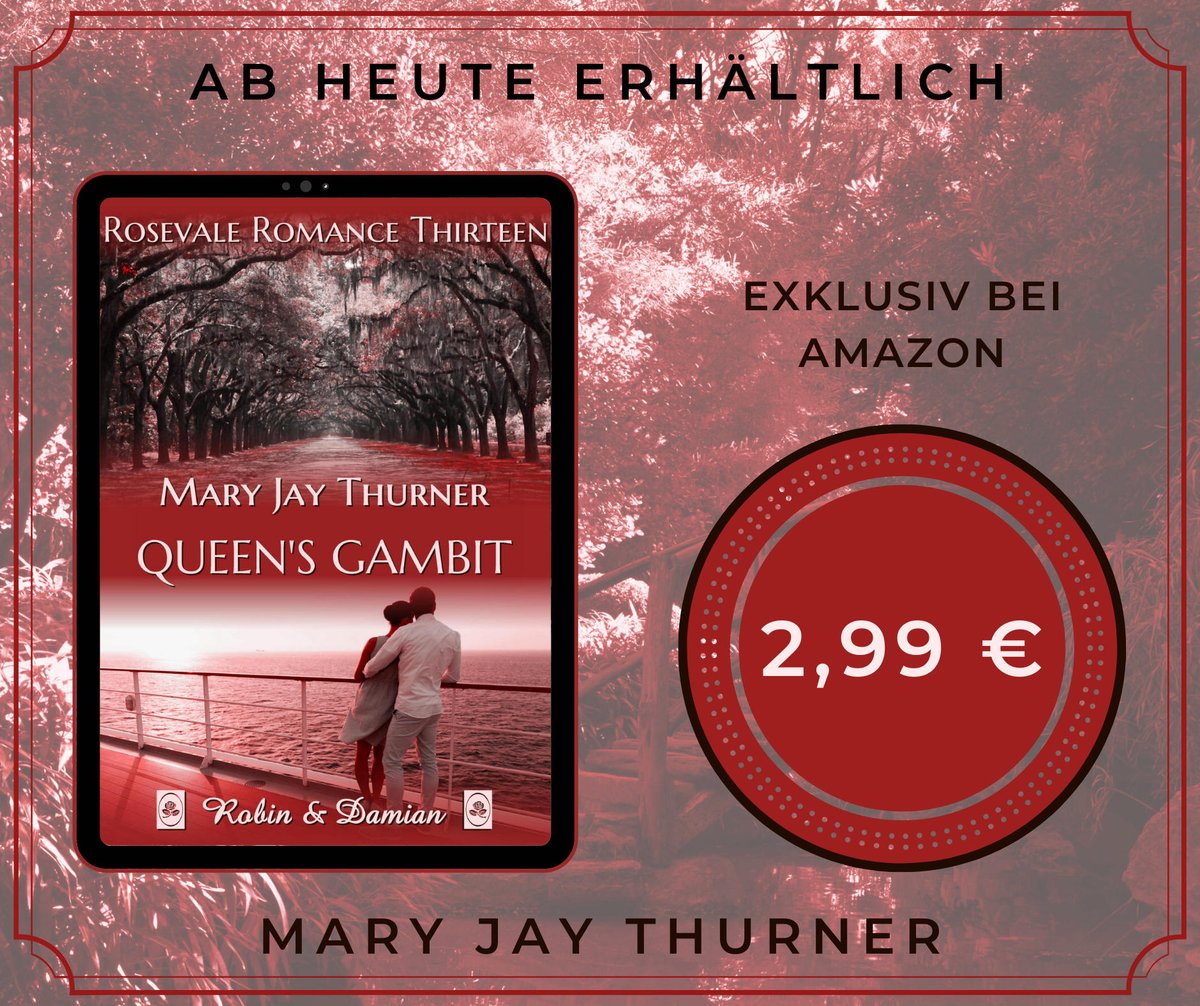 QUEEN'S GAMBIT, Band 13 der Rosevale-Romance-Reihe ist am 04. Dezember erschienen. 💖📕🚢
amazon.de/dp/B08MXZ1TRQ
#RosevaleRomance #Neuerscheinung #QueensGambit #Liebesroman #Romance #RobinUndDamian #KindleUnlimited