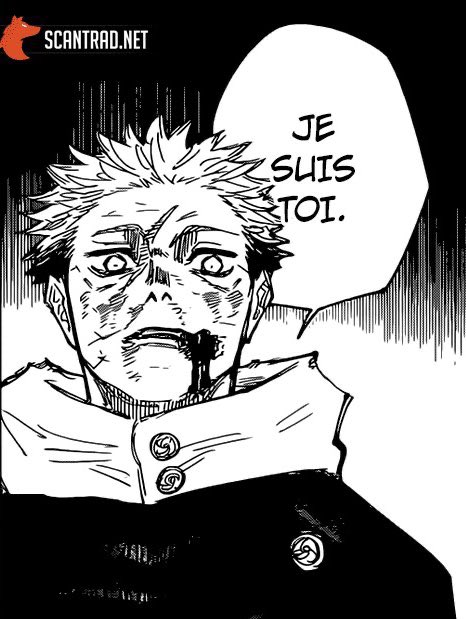 On arrive au point culminant du personnage : il accepte sa véritable nature Il se croyait différent de Mahito et il voulait échapper à son devoir d’exorciste mais maintenant il a complètement accepté son rôle