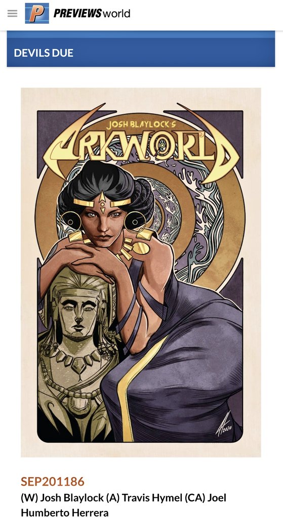 travis_hymel's tweet photo. #arkworld book 2 is in stores today! The quick elevator pitch is its like gi joe meets ancient aliens. Interiors by me, written by Josh Blaylock, cover art by Joel Herrera, colors by Karen Smith and @juanmacolor and lettered by @micah_myers. #ncbd #devilsduecomics https://t.co/mOUTlkaSCZ