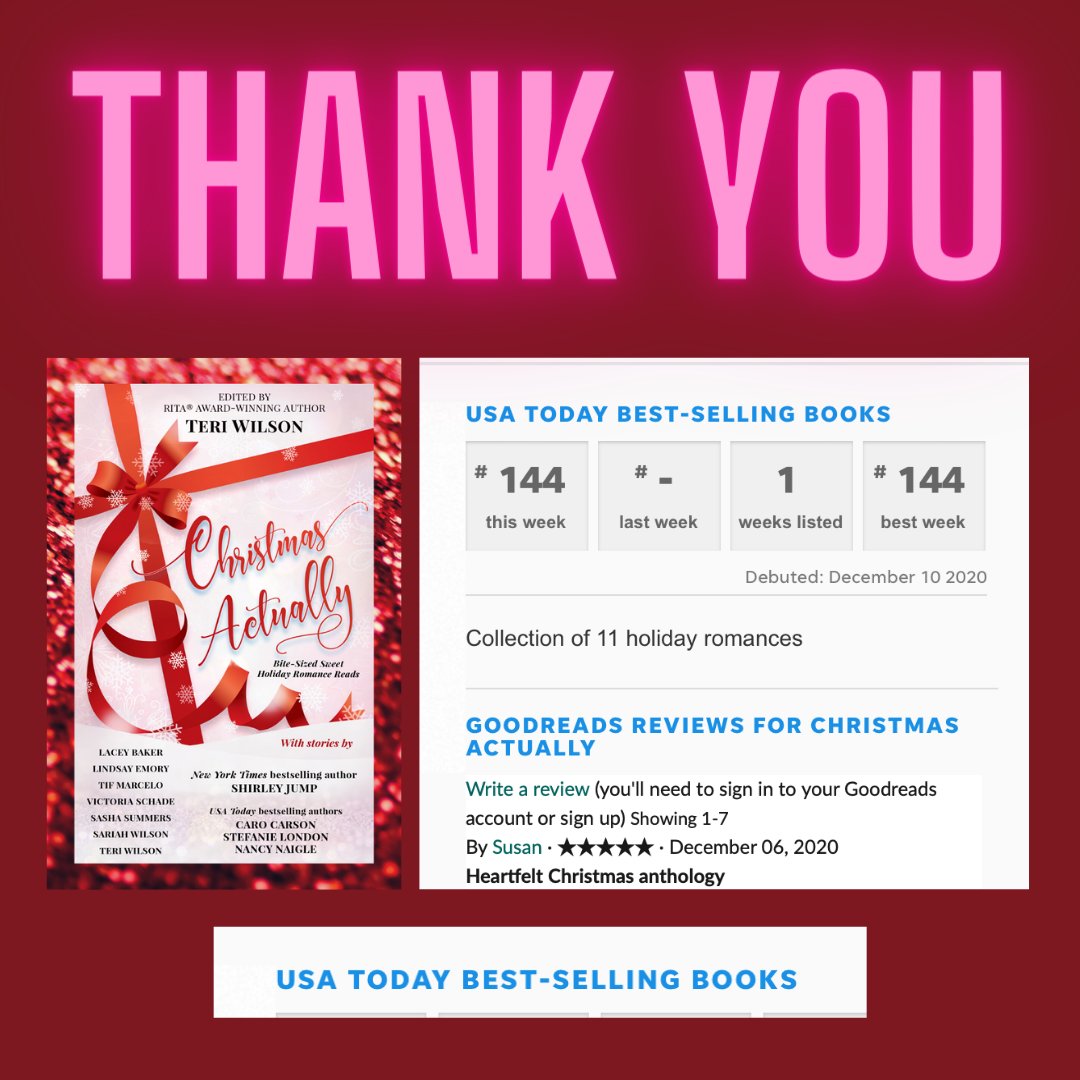 This book was such a labor of love. Teri Wilson headed up a team of 11 authors who finished the project as better friends than when they started. It's lovely to taste success by creating something joyful, and doing so joyfully. Thank you for buying our book. #ChristmasActually