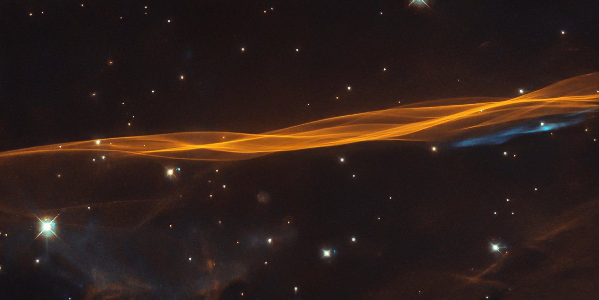 A small segment of the Cygnus Loop, a supernova remnant about 2,400 light years away in the constellation Cygnus. Credit: ESA/Hubble & NASA, W. Blair https://www.spacetelescope.org/images/potw2034a/