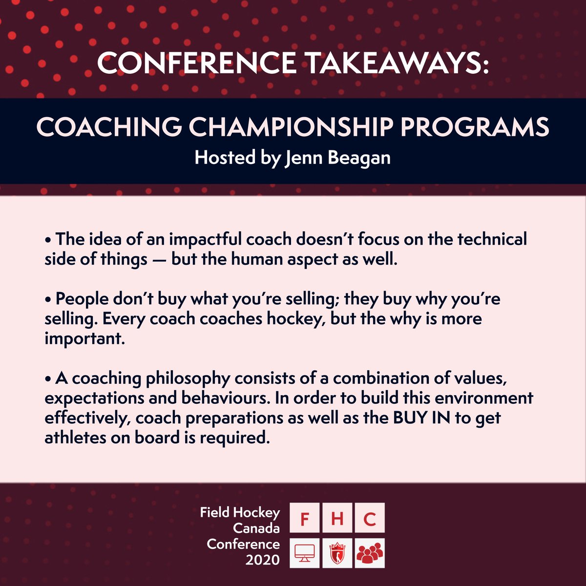 FieldHockeyCan's tweet photo. Did you know that it's been one week since the conference sessions started?! If you wanted to relive the event, we'll be rolling out key takeaways from every session!
Up first: three tips from @onemorejenn's Coaching Championship Programs workshop 💡💡💡 #FHCConference https://t.co/itpPFVtm8m