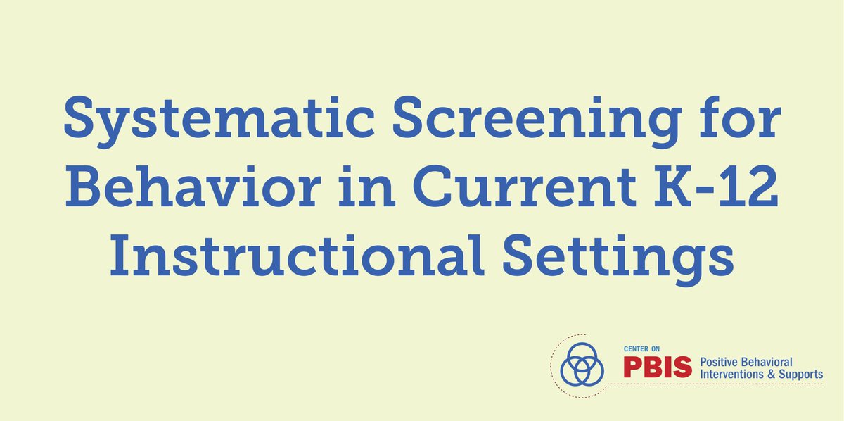 Many educators are seeking guidance on how to conduct systematic screenings for behavior across in-person, remote, &amp; hybrid instructional settings. This brief offers considerations for those screening for the first time &amp; for those continuing to do so: bit.ly/33bT36r