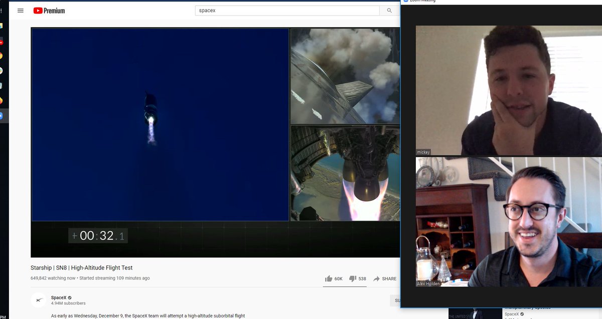 AMHMarketing's tweet photo. Middle of working with our Client Manager and I said: "Oh hold on we're 10 seconds away from a potential test and I've been watching and waiting all week". And then it happened! Great test, @SpaceX! https://t.co/a5tF39Ok4q