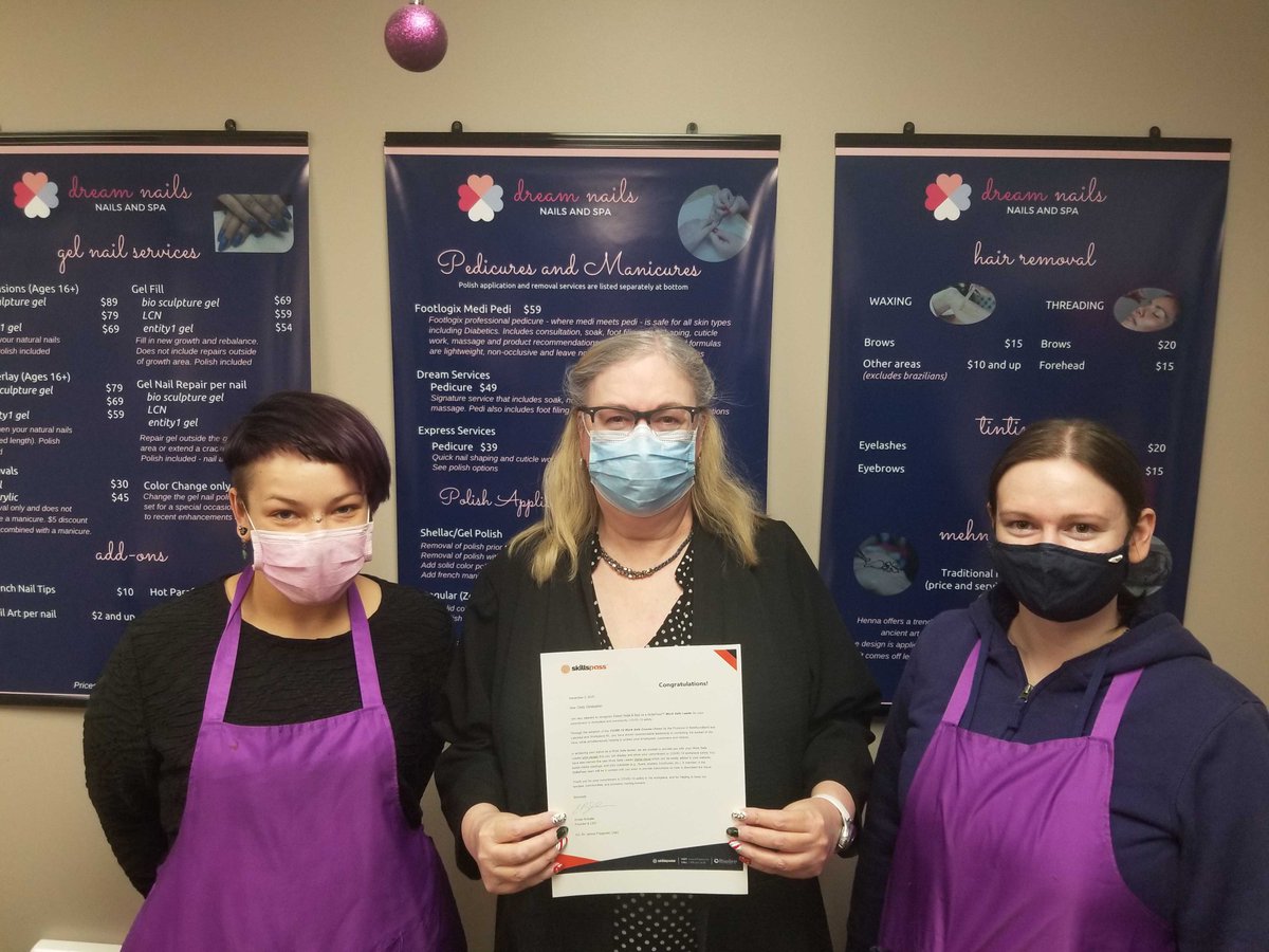 SkillsPassTM's tweet photo. Congrats to DREAM NAILS for supporting employee and client safety by completing the #COVID19 #WorkSafeCourse, and becoming a
@GovNL #WorkSafeLeader! Get your nails done here: https://t.co/0R0i3tNi22
#SkillsPass #COVID19safety https://t.co/xlQ2c7HYb4