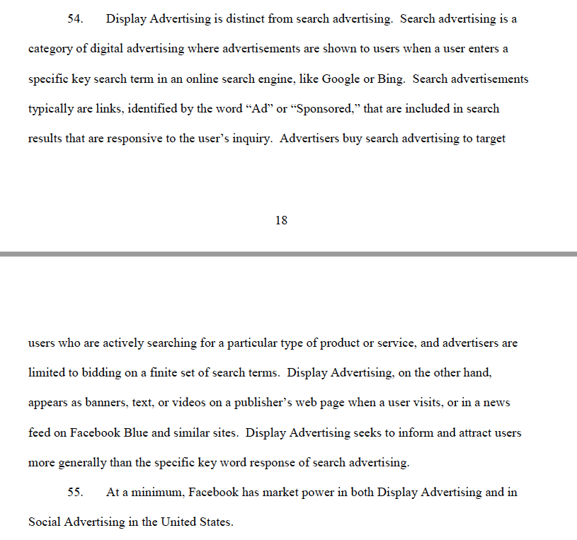 Check out how they differentiated Facebook's social ad business from Google's search advertising (both are classified as display advertising). /5