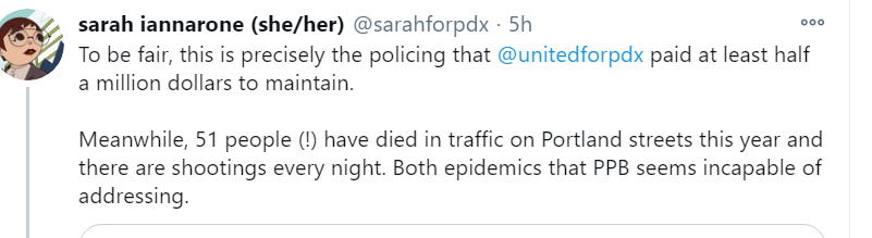 PdxSafe's tweet image. Which, also to be fair, is still a lot less than the taxpayer money I received from the 6to1 match that I used to run my campaign. #ourportland