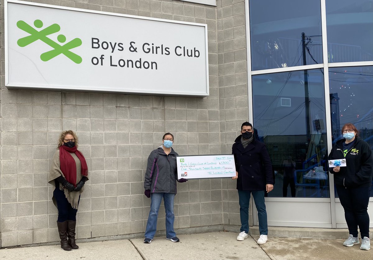 Unprecedented times doesn’t mean stepping back, it means stepping up! <a href="/TDLondonGenNext/">TD London GenNext</a> is incredibly proud to continue our ongoing relationship with the <a href="/BGCLondon/">BGCLondon</a> 💚 Today our team made a financial donation of $1,700 to support #12DaysOfChristmas and the fantastic work they do!