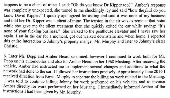 8. David Killackey, car mechanicWITNESS (and receipient) TO VERBAL ABUSE and THREATS from both Amber and her father #JusticeForJohnnyDepp