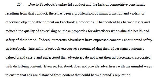 #254... yes #254 of 277 hits on the massive ad boycott which Zuckerberg boasted had very little impact. It's easy to understand problem when advertisers lack of choice and competition allows FB to value all content sources equally whether toxic sludge or premium content. /7