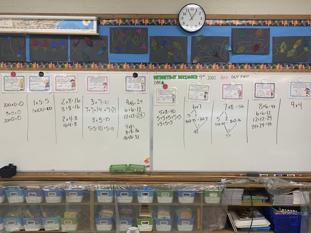 Reviewing some multiplication strategies this afternoon! Students followed along using whiteboard markers on their desk. Trying to make learning engaging as best as we can given the circumstances!