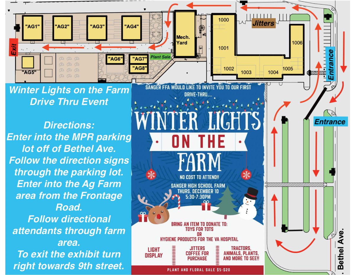 Sanger FFA would like to invite you to their first drive-thru Winter Lights On The Farm. Please see the flyer below.