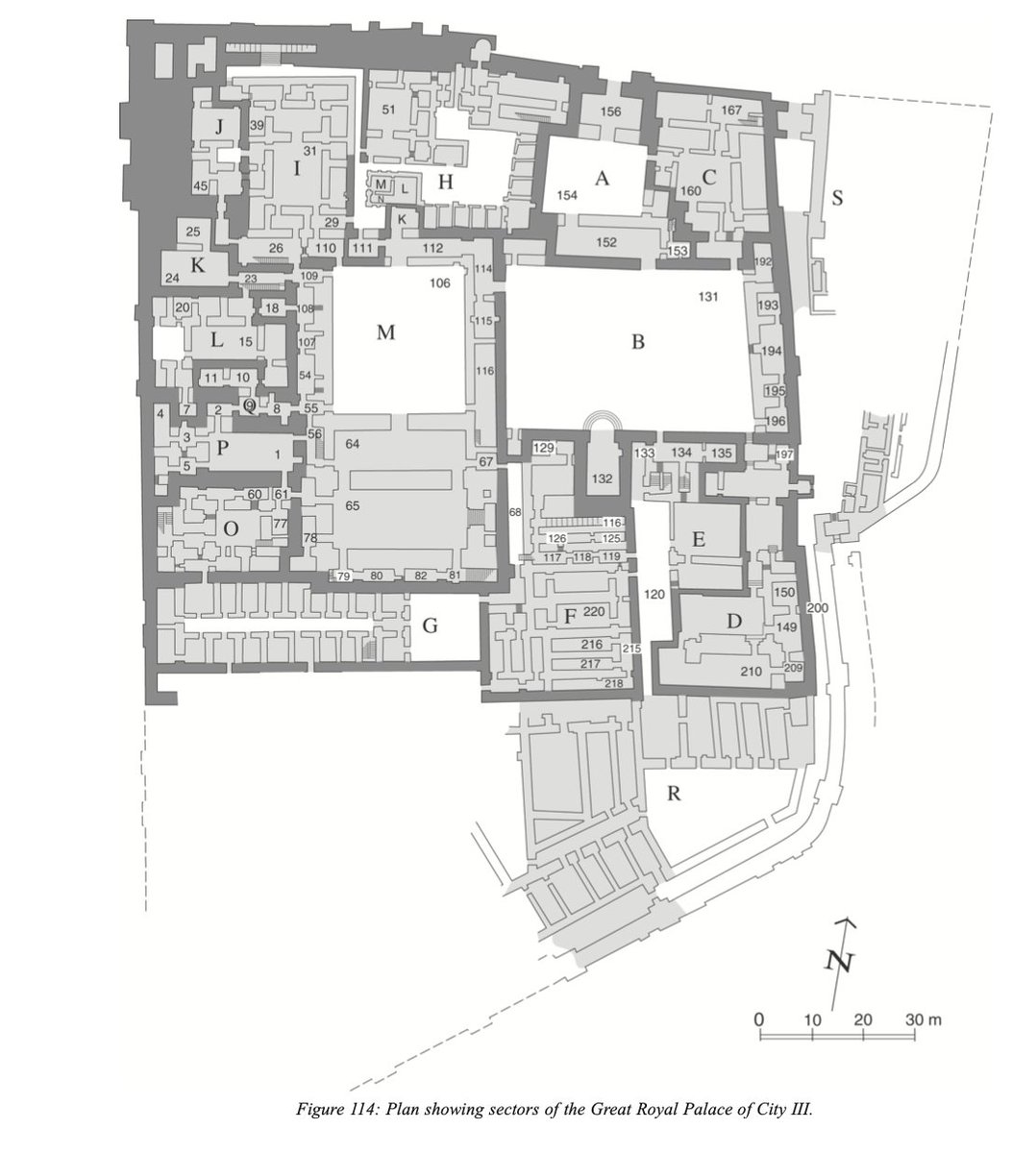 22/ The palace is roughly rectangular in shape, and measures approx. 180 x 130 m, taking over 2.3 ha. in space. Thought to have been built in around 2000 BCE, the palace was not used for long before its destruction by Hammurabi in 1760 BCE, lasting around 2.5 centuries.