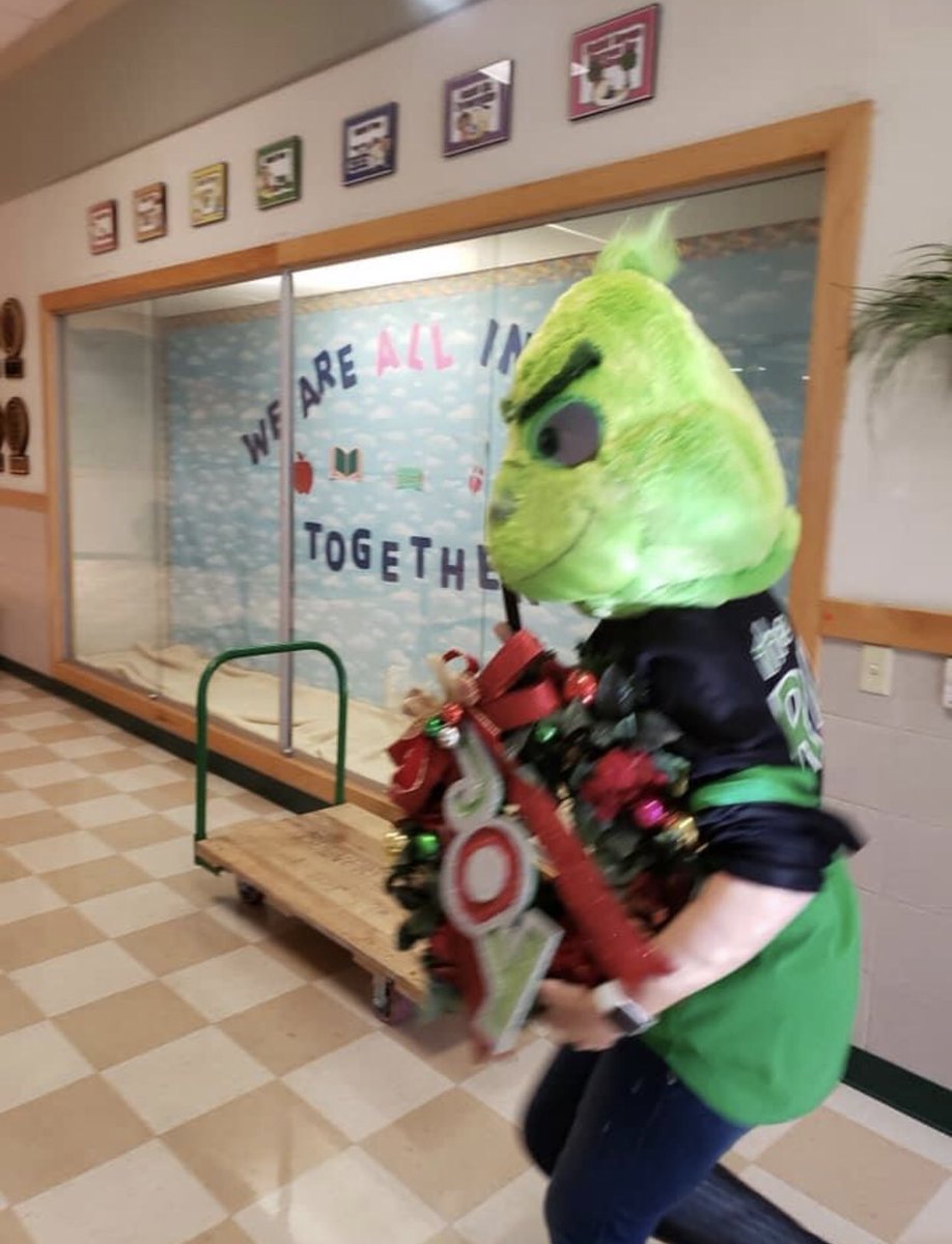 BCE_Library_'s tweet image. The Grinch could be spotted around campus this today since we were celebrating Grinch Day. He even tried to get away with some of our Christmas cheer! Did you get to meet the Grinch at BCE today??? #NEISDLibs #librarylife #librarianwardrobe #Grinch