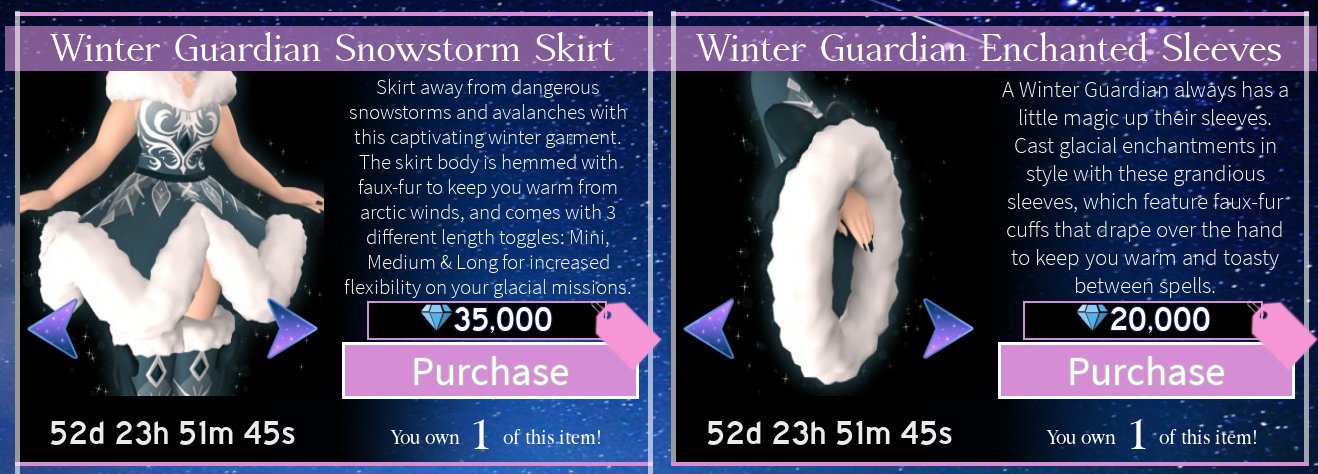Royale High Rh Update 12 9 The Winter Guardian Collection Is Now On Sale In Private Servers For 117k Diamonds This Set Was Created By Two Talented Individuals Queenchroma