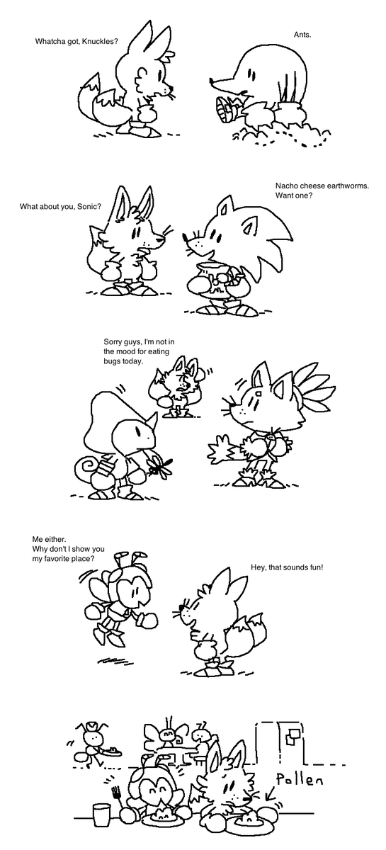 the gang gets lunch
#SonicTheHedgehog 
#comic
#mossworm 