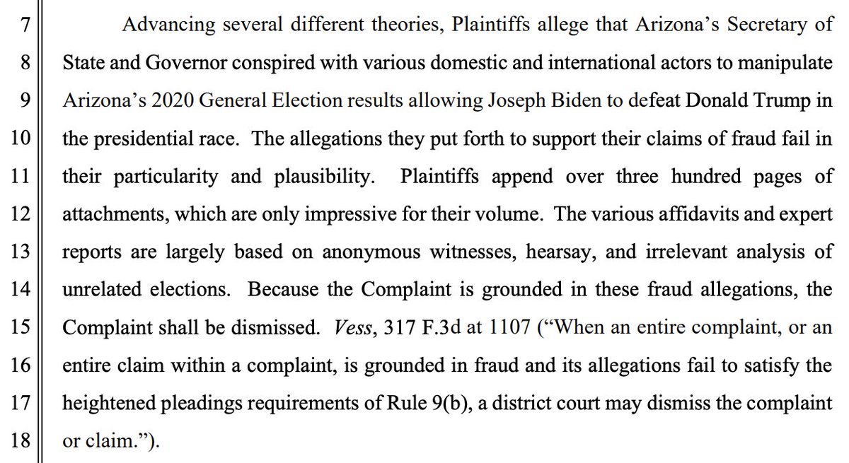 The judge was extremely unimpressed by Powell's evidence:"The allegations they put forth to support their claims of fraud fail in their particularity and plausibility. Plaintiffs append over three hundred pages of attachments, which are only impressive for their volume."