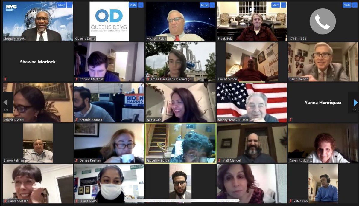 Queens_Dems's tweet photo. Our #Queens District Leaders came together tonight for a quick Zoom.
We covered topics such as greater inclusion of non-binary individuals, future judges, rezonings, and the Senate races in GA.
We’re ecstatic with how we all come together as #OneQueens! https://t.co/jsSAJ1hKiQ