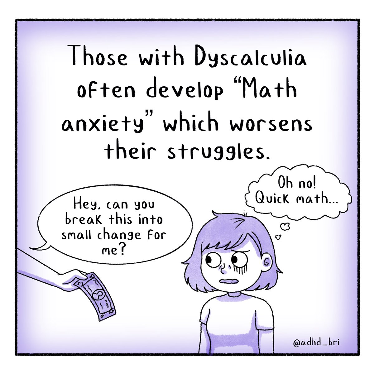 Today's comic is a special one because it discusses #dyscalculia, which co-occurs frequently with #adhd. I personally live with it and it's something I feel should be discussed more often. (1/2)