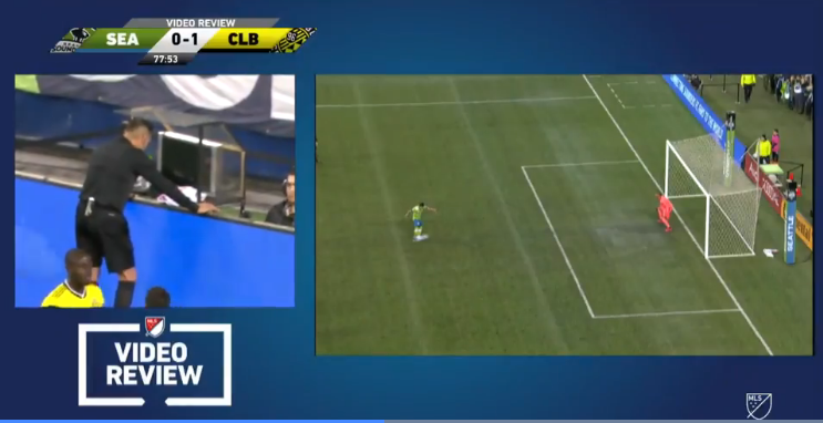 Room initially saved the penalty, of course, but even Orlando fans wouldn't try to argue that he was on his line when the ball was kicked. This is a crystal clear encroachment offense, and since the goal was not scored, the kick must be retaken.  #Crew96  