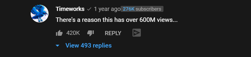 Tvgc_official's tweet image. Yo @TimeworksYT your comment did pretty well youtube.com/watch?v=dQw4w9… #timeworks #YouTubers #games