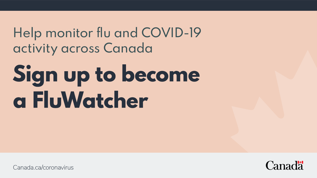 GovCanHealth's tweet photo. 📢 Calling all #CitizenScientists across Canada! We need you to help track where cases of #COVID19 and the #flu are in our country. Sign up to become a FluWatcher: https://t.co/jhHaDVoR5N https://t.co/eCgFxsKHDB