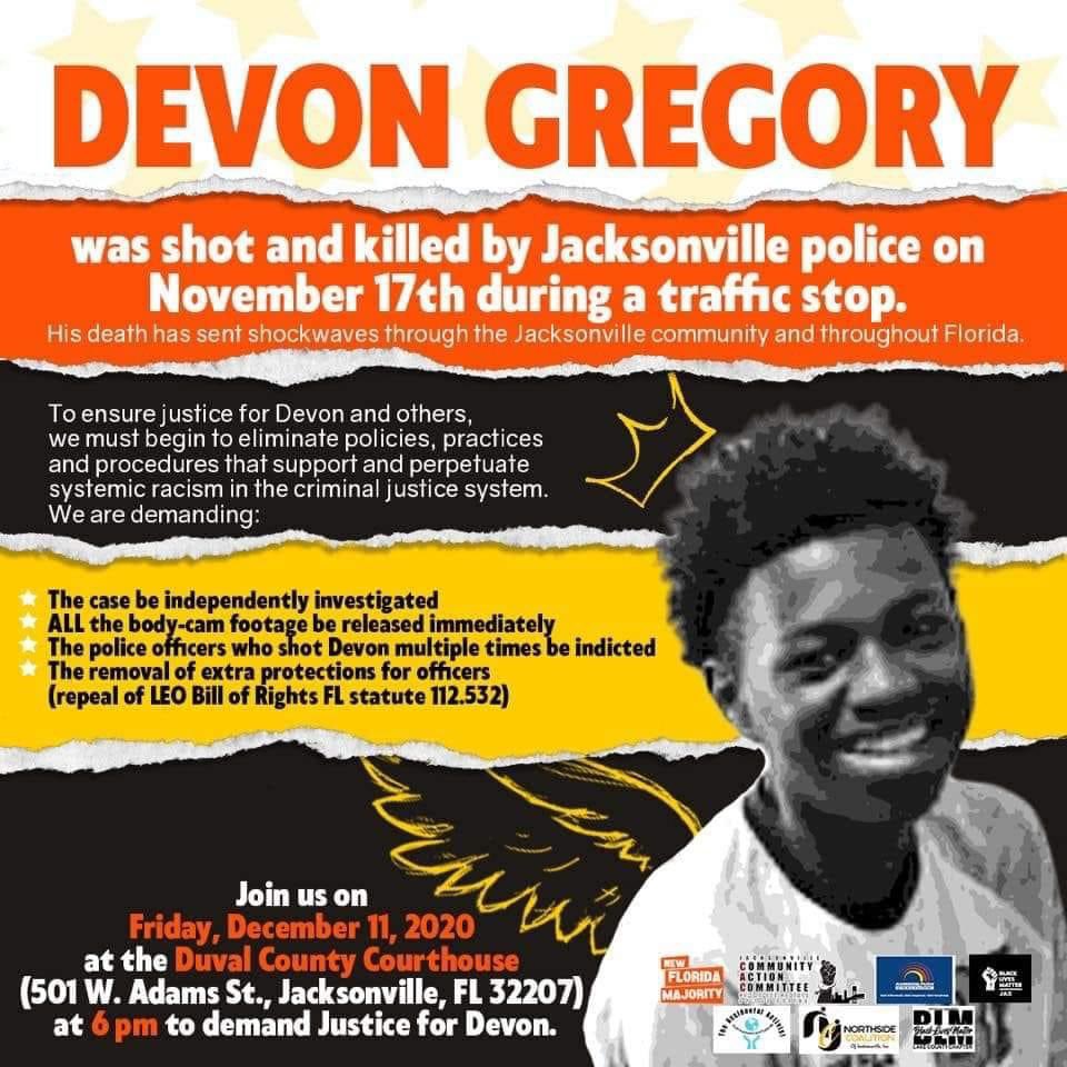 JaxTakesAction's tweet image. Join us this Friday to demand #JusticeForDevon, 6pm at the Duval County Courthouse! @NewFLMajority  @RPCoalition