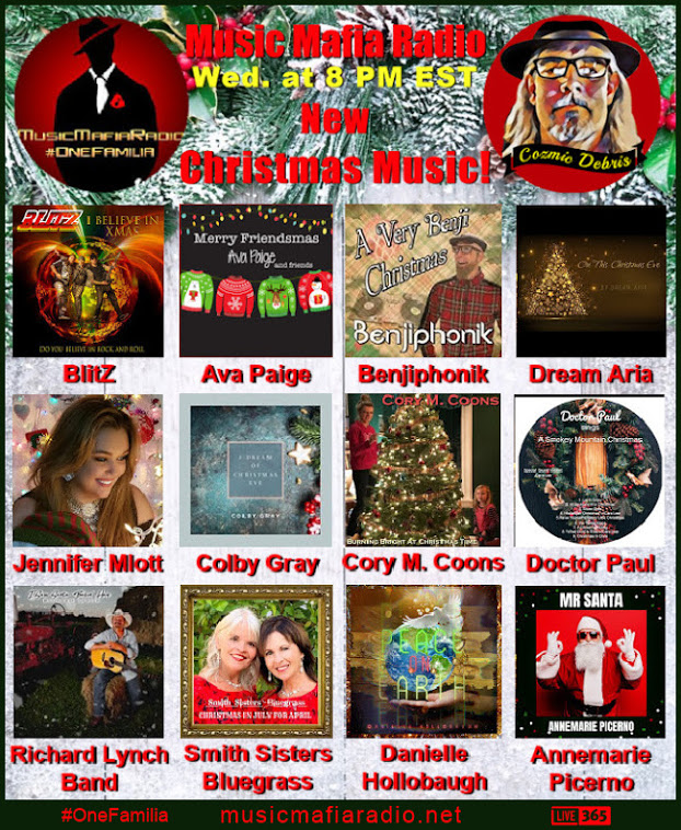 Music Mafia Radio (@musicmafiaradio) on Twitter photo Coz is LIVE! #OnAirNow with new Christmas music by <a href="/GuyPaulThibault/">GuyPaulThibault</a> @molter_dave <a href="/BlitZRockbanduk/">BlitZ</a> <a href="/AvaPaigeMusic/">AvaPaigeMusic</a> <a href="/benjiphonik/">Benjiphonik</a> Dream Aria <a href="/JenniferMlott/">Jennifer Mlott</a> Colby Gray @CoryMCoons1 <a href="/doctorpaulmusic/">Doctor Paul</a> <a href="/richardlynchbnd/">Richard Lynch Band</a> <a href="/SSandSD/">Smith Sisters and the Sunday Drivers</a> <a href="/DanielleH_Music/">Danielle H 🎄</a> & <a href="/amplifiedsound/">Annemarie Picerno</a>!
musicmafiaradio.net Coz is LIVE! #OnAirNow with new Christmas music by <a href="/GuyPaulThibault/">GuyPaulThibault</a> @molter_dave <a href="/BlitZRockbanduk/">BlitZ</a> <a href="/AvaPaigeMusic/">AvaPaigeMusic</a> <a href="/benjiphonik/">Benjiphonik</a> Dream Aria <a href="/JenniferMlott/">Jennifer Mlott</a> Colby Gray @CoryMCoons1 <a href="/doctorpaulmusic/">Doctor Paul</a> <a href="/richardlynchbnd/">Richard Lynch Band</a> <a href="/SSandSD/">Smith Sisters and the Sunday Drivers</a> <a href="/DanielleH_Music/">Danielle H 🎄</a> & <a href="/amplifiedsound/">Annemarie Picerno</a>!
musicmafiaradio.net