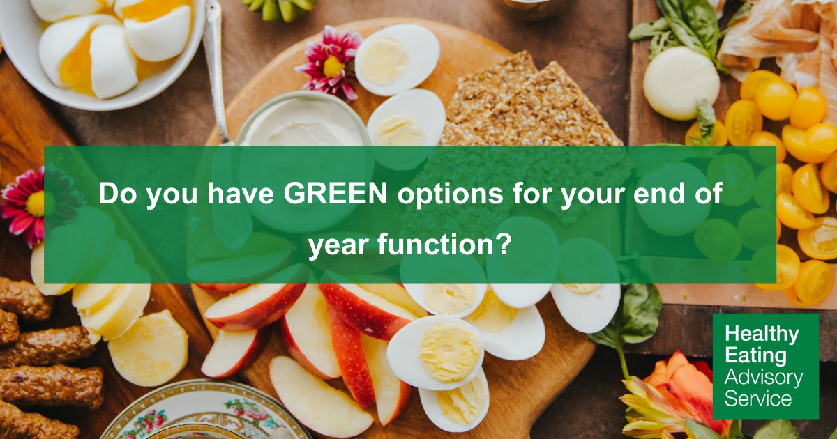 End of year functions are a great time to enjoy celebratory and festive foods, but you can also make sure staff have the opportunity to make GREEN choices! Find GREEN recipe inspiration here: buff.ly/2RKVFo0 And tips on healthier catering:  buff.ly/36V8Itc