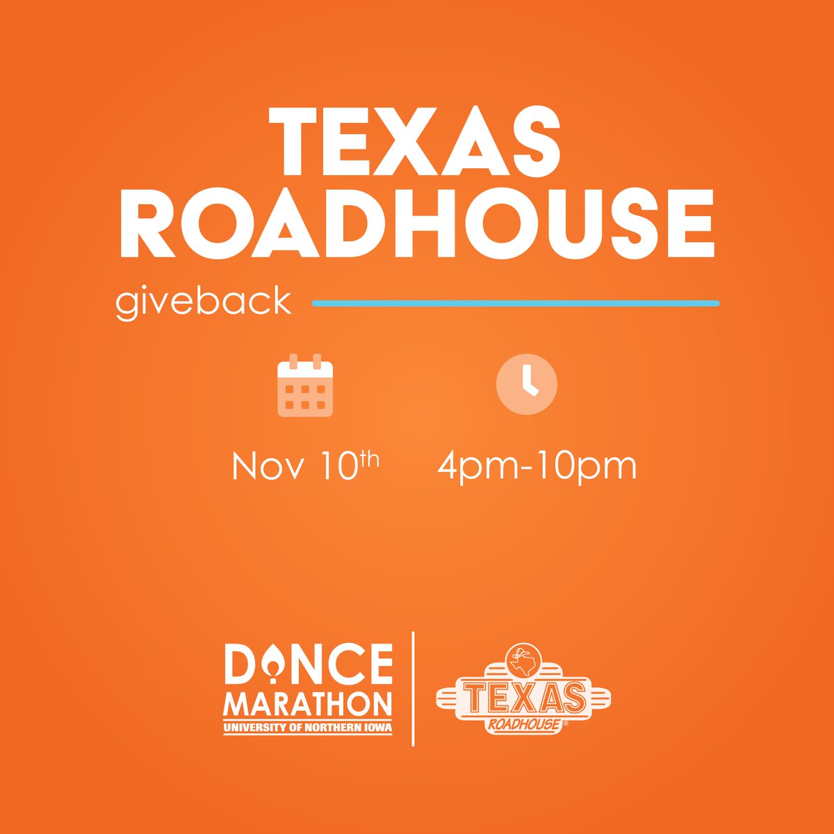 Our Texas Roadhouse giveback is TOMORROW! Don't forget to mention UNI DM when you dine in or carry out.