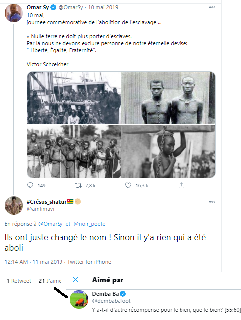 Pour mettre ces tweets en perspective, Demba Ba est français, né, grandi et formé en France. Il a dit pour sa carrière avoir regretté de ne pas avoir joué en Equipe de France. Il n'avait de tte façon pas le niveau, jamais appelé. Binational, il jouera finalement avec le Sénégal.