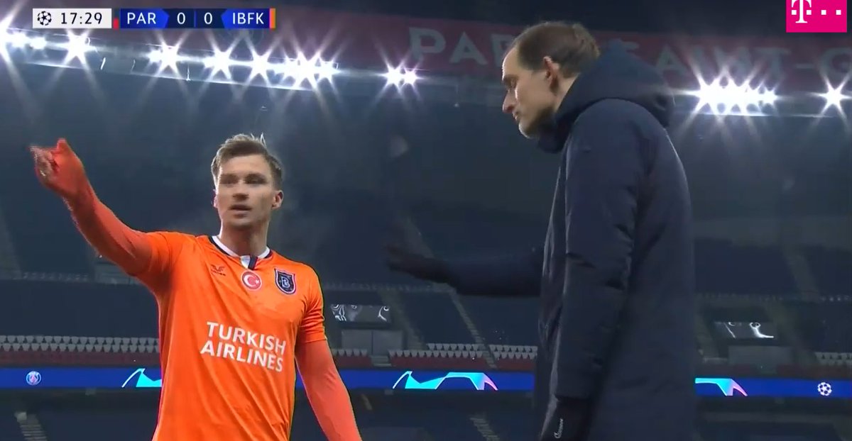 min 17:29 Gulbrandsen to Tuchel: "He made a racist comment! He said it!"Tuchel appeared to encourage the players to continue the game. This is a personal comment of mine based on his gestures.
