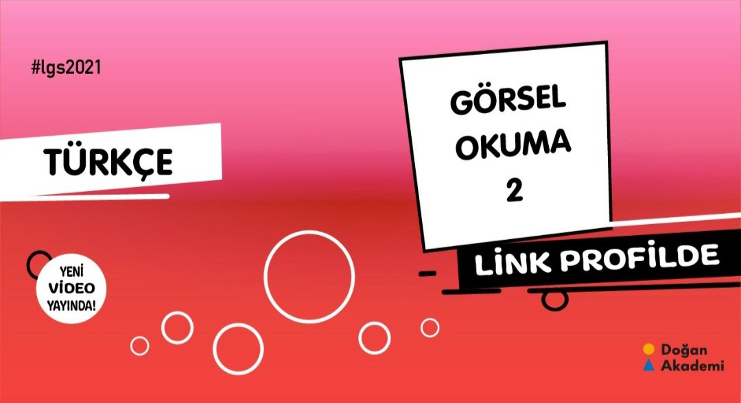 LGS 2021'e hazırlanmaya soluksuz devam ediyoruz. Evet, bugünkü dersimiz Türkçe! 📢 "🥳 ''Görsel Okuma'' konu anlatımı ve örnek sorular ... Videomuz yayında. 👍🏻 Link 👉 bit.ly/37357cD #lgs #lgs2021 #2021tayfa #2021lgstayfa #tayfa #doğanakademi