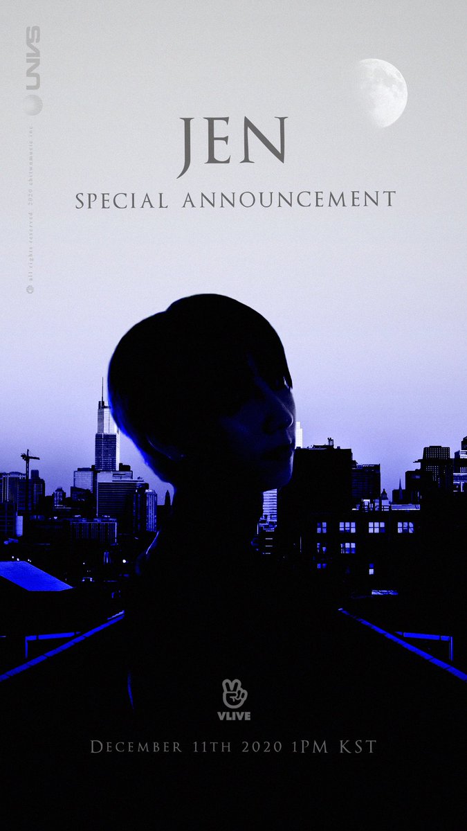 [JEN VLIVE]
12.11.2020 1PM KST UNVS Official VLive Channel

#UNVS #SpecialAnnouncement #유엔브이에스 #젠