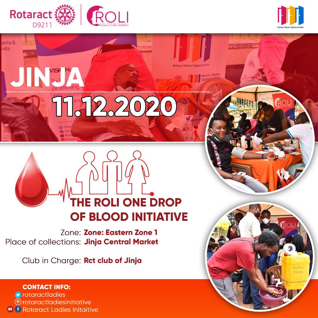 The ROLI Regional Blood Drive Campaign is back this weekend 
For this quarter, we will have the One Drop of Blood Initiative Drive on starting with two drives tomorrow Fri  11 December in Jinja and Wakiso.