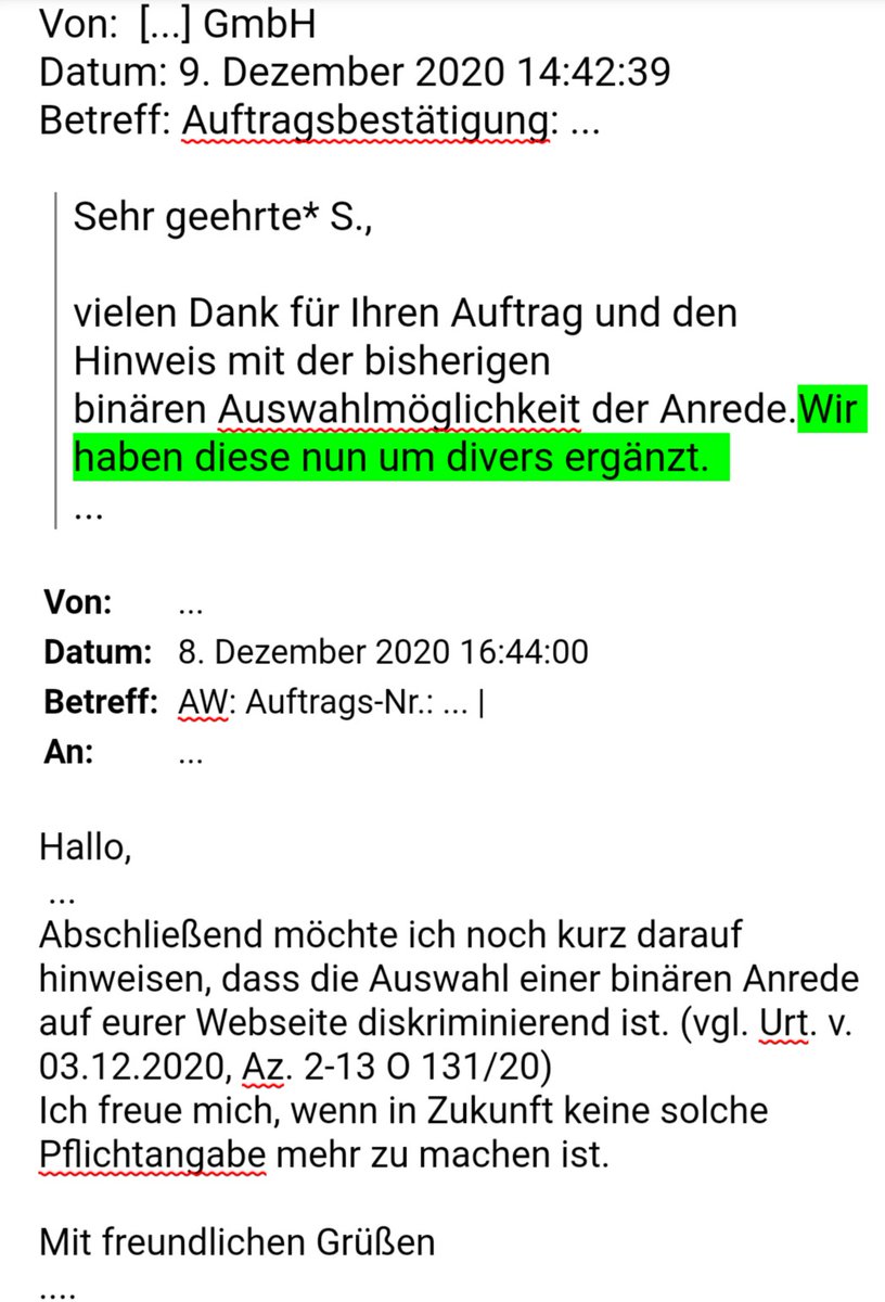 queer_tweet's tweet photo. Unglaublich, aber war.
Wenn euch irgendwo binäre Pflichtfelder für Anrede oder ähnliches auffällt, dann sprecht es an. Einfach darauf hinweisen.
Es hilft und verändert die Welt Stück für Stück. Zusammen schaffen wir das.
#diversity #enby #sprichEsAn #pride https://t.co/Ykp8tH7ivC