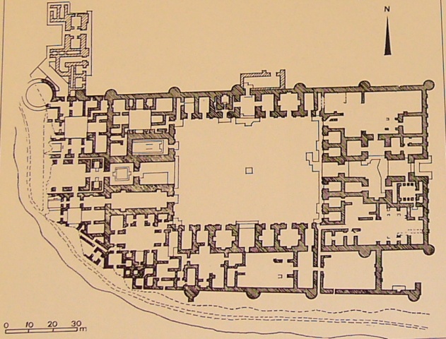 A military campsite, located six kilometers north of the capital on the eastern bank of the  #Helmand River, became their site of choice for palaces and grew by the mid-eleventh century into a walled royal suburb.
