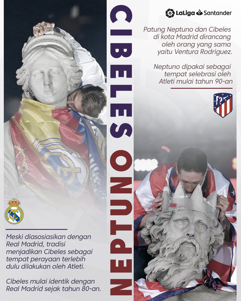 LaLigaID's tweet photo. #TahukahKalian jika dua raksasa dari kota Madrid ini punya tempat khusus masing-masing saat merayakan trofi bersama suporternya. 🔝🎉

#RealMadridAtleti https://t.co/Y2xs6vCAHN