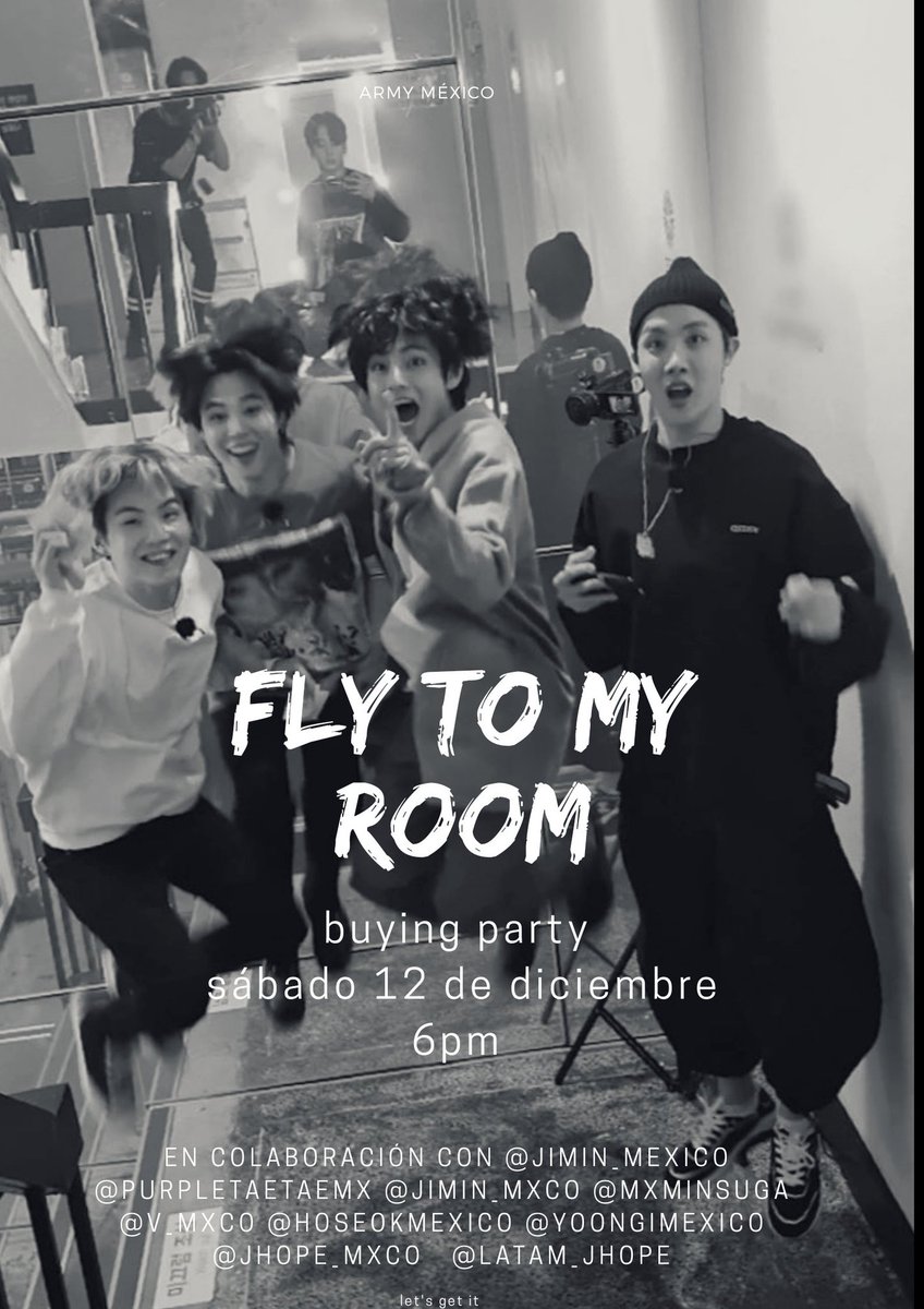 Jimin_Mexico's tweet photo. 🇲🇽#1 'Fly To My Room' - Buying Party iTunes México

📣 Hagamos que 'Fly To My Room' llegue al número 1 en México!

📆Sábado 12 de diciembre
⏰6:00PM

💜 Si deseas participar envíanos un MENSAJE para coordinar la compra

👀Contamos con fondos

Ayúdanos dando RT 🙆🏻

@BTS_twt https://t.co/9PbAayRkTu